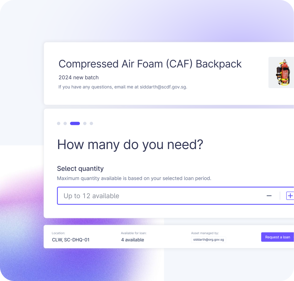 Compressed Air Foam (CAF) Backpack listing, with a How many do you need? quantity selector showing up to 12 available